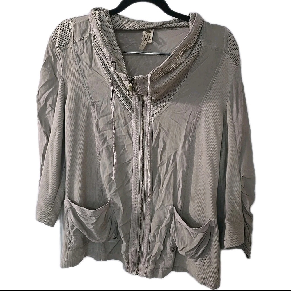 XCVI Wearables Utility Full Zip Lightweight Womens Jacket Tan‎ Size Large